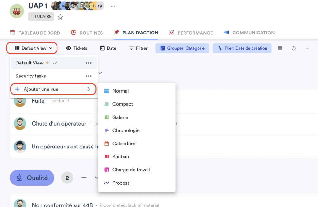 Diagramme de Gantt dans fabriq - étape 1